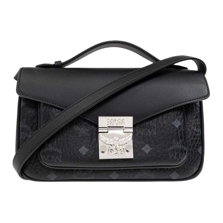 MCM Tracy Artificial Leather Crossbody Handbag Medium Women's Black