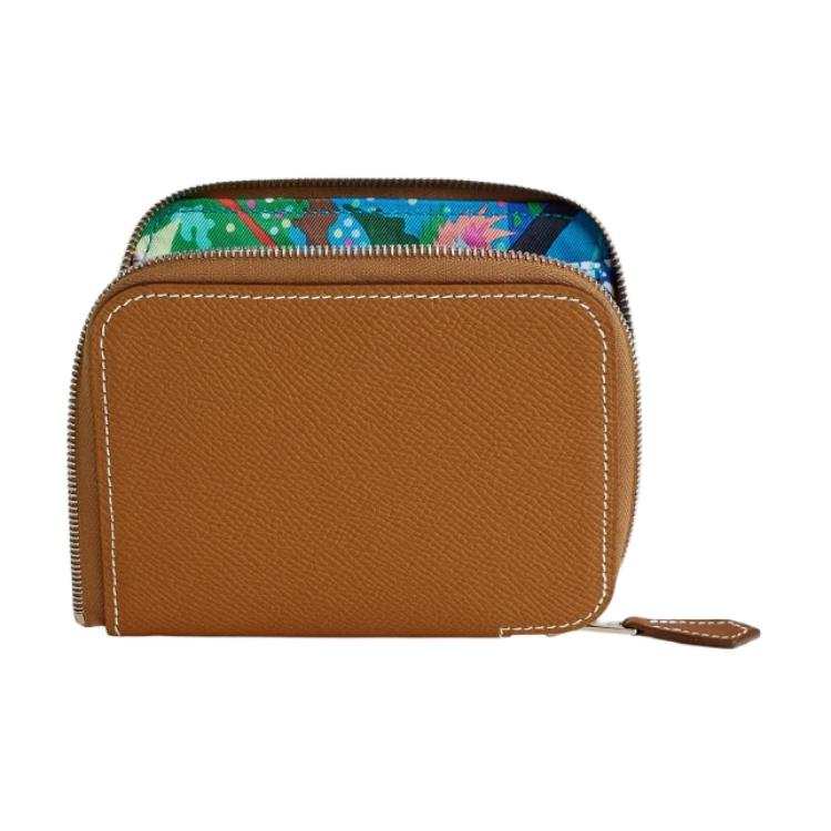 HERMES Silk'In Epsom Calfskin Wallet Women's Gold