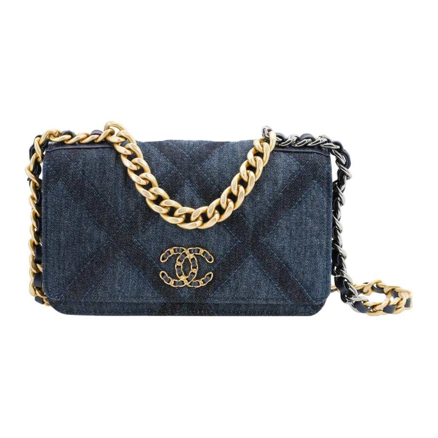 CHANEL 23C Early Spring WOC Denim Handbag, Shoulder Bag, Crossbody Bag Women's Dark Blue