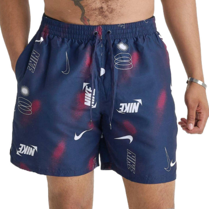 Nike Nike Swimming Shorts Men's Blue/Red/White Moderate Square Leg Swim Trunks