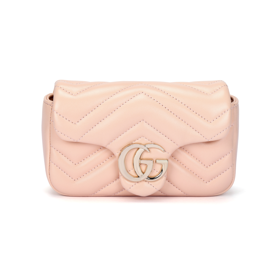GUCCI GG Marmont Lambskin Shoulder Bag Mini Women's Pink