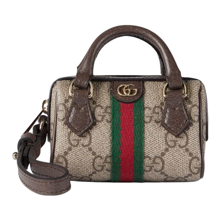 GUCCI Ophidia Soft GG Supreme With Leather Bag Charm Bag Merch Women's Brown