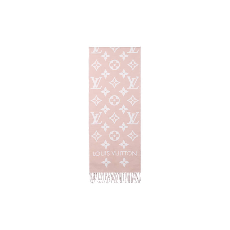 LOUIS VUITTON ESSENTIAL Wool Knit Scarves Women's Pink/White