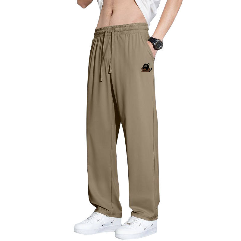 Tonlion Casual Pants Unisex Thin Straight Fit Pants