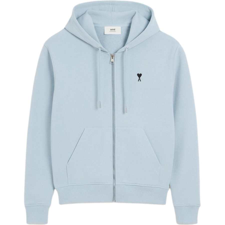 AMIPARIS Ami Paris Logo Embroidered Zip Up Hoodie