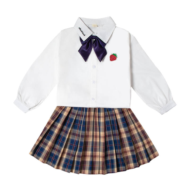 PROTECTCAMEL PROTECTCAMEL Kids Two Piece Skirt Sets Lapel Moderate Short