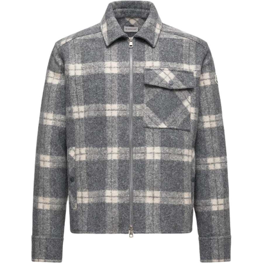 Moncler Moncler checked-print zip-up shirt jacket