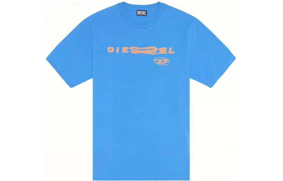 DIESEL T Shirts Men's Blue Crew Neck Moderate Straight Fit