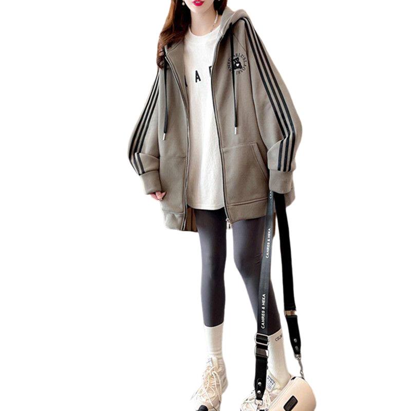 SIXUSICHOU Sweatshirts Women's Hooded Moderate Cardigan