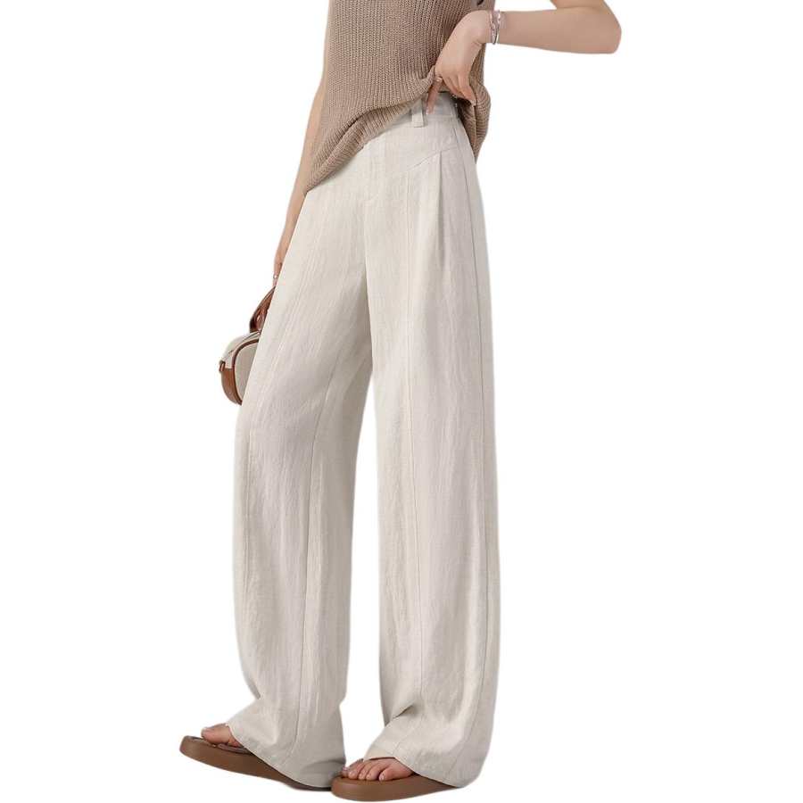 BALENO Linen Like Lyocell High Rise Draped Slimming Narrow Comfortable Loose Fit Straight Fit Wide Leg Pants