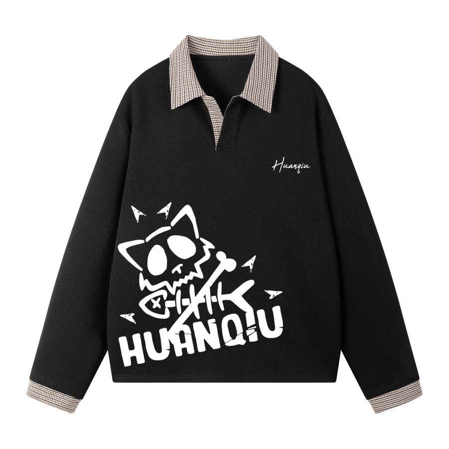 HUANQIU Polo Shirts Unisex Polo Collar Moderate Mock Two Piece