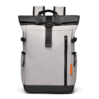 LAORENTOU Synthetic Leather Backpack Regular Unisex Black/Gray/Light Gray