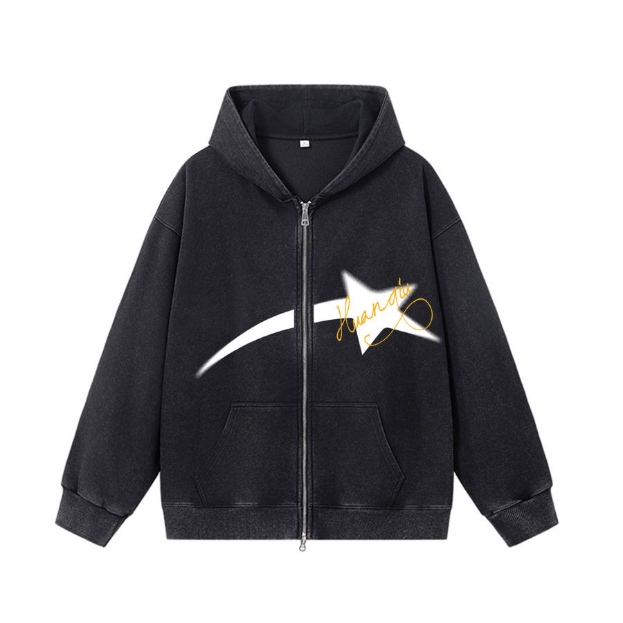 HUANQIU Sweatshirts Unisex Hooded Moderate Cardigan
