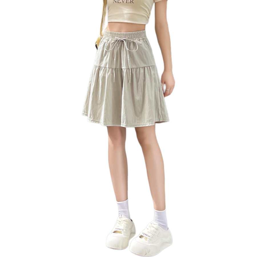 BALENO Workwear Design Pleated Hem Skort High Rise Slimming Solid Color Versatile A Line Shorts Knee Length Pants Skirt