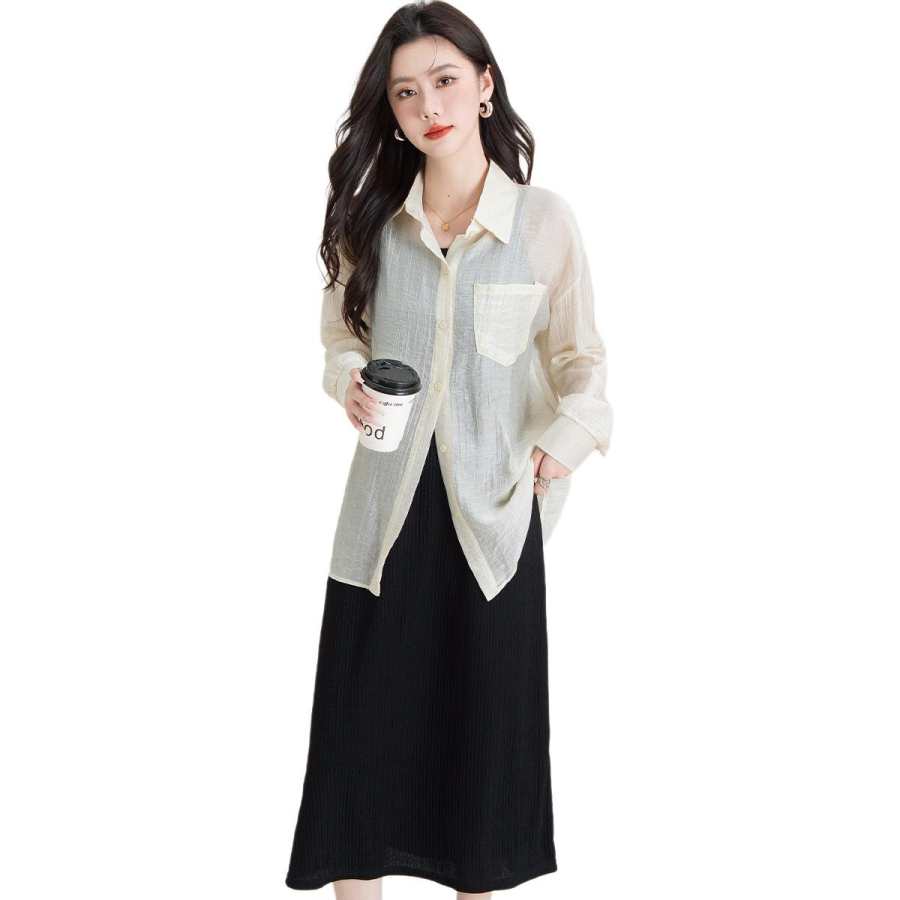 BALENO Two Piece Skirt Sets Women's Lapel Thin Long