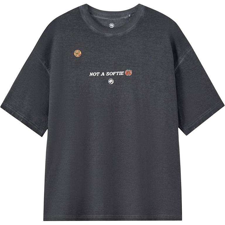 Li-Ning Li Ning T Shirts Men's Gray Crew Neck Moderate Straight Fit