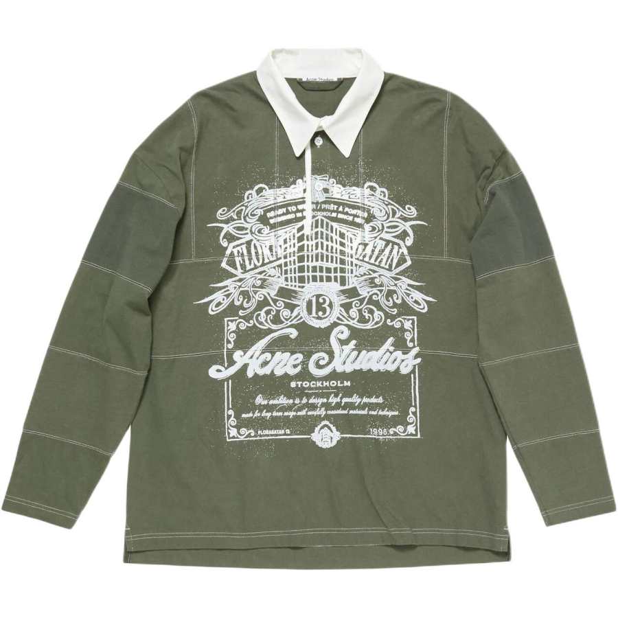 Acne Studios Acne Studios Graphic Printed Long Sleeved Polo Shirt