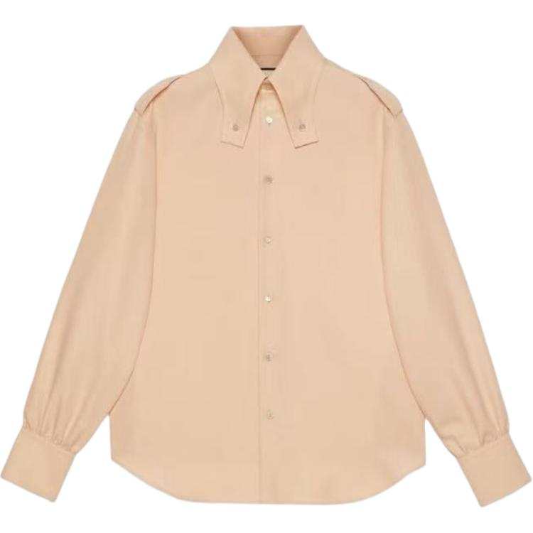GUCCI Shirts Men's Pink Lapel Moderate Straight Fit