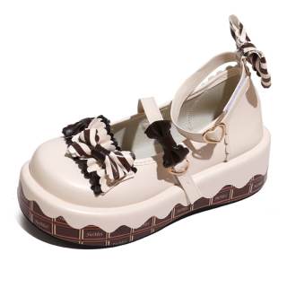 NX DOUGHNUT Pu Platform French Hepburn Style Platform Leather Shoes With Soft Sole Mary Jane Shoes For Women's