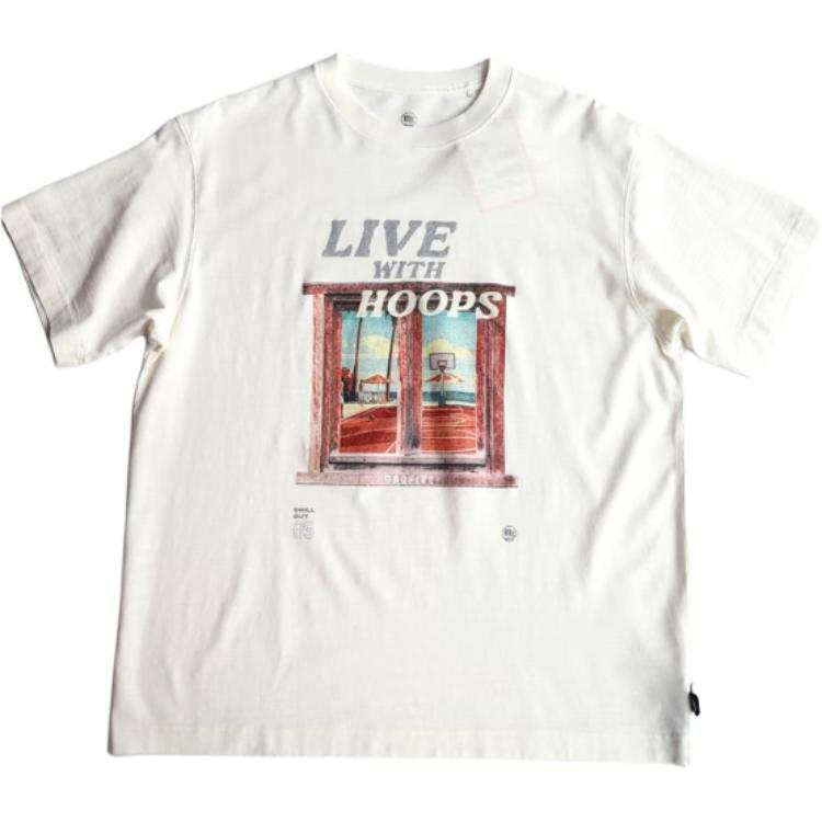 Li-Ning Li Ning T Shirts Men's White Crew Neck Moderate Straight Fit