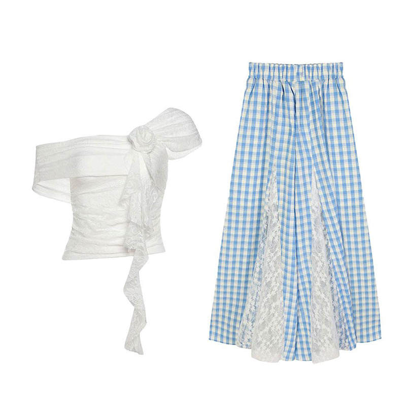 MARIE·COCO Casual Suits Women's White Top+Pants Boat Neck Moderate Short