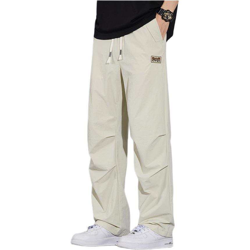 Tonlion Casual Pants Unisex Apricot Thin Straight Fit Pants