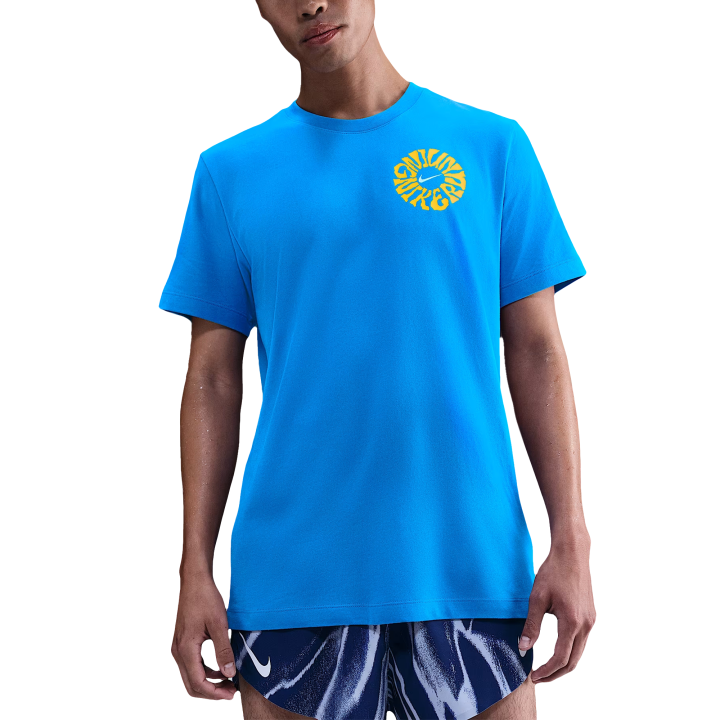 Nike Nike Dri Fit Running T Shirts Men's Light Blue Moderate