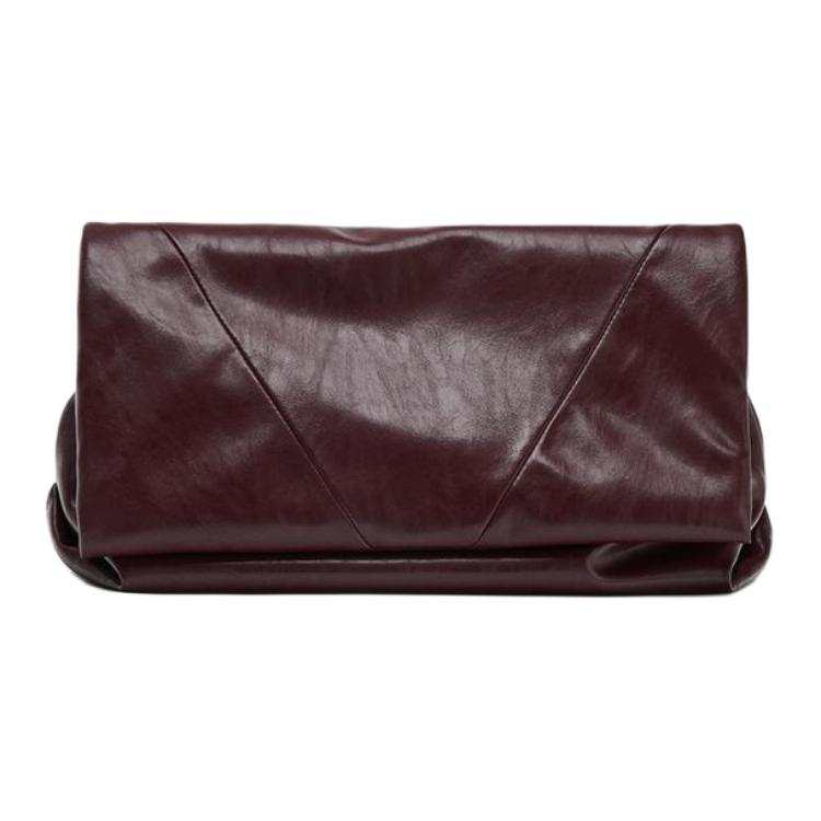 ZARA Pu Envelope Bag, Crossbody Bag, Shoulder Bag S Women's Dark Red Color