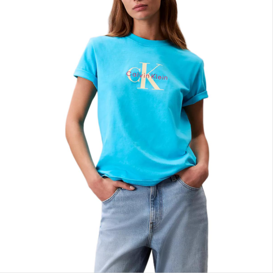 Calvin Klein T Shirts Women's Blue Crew Neck