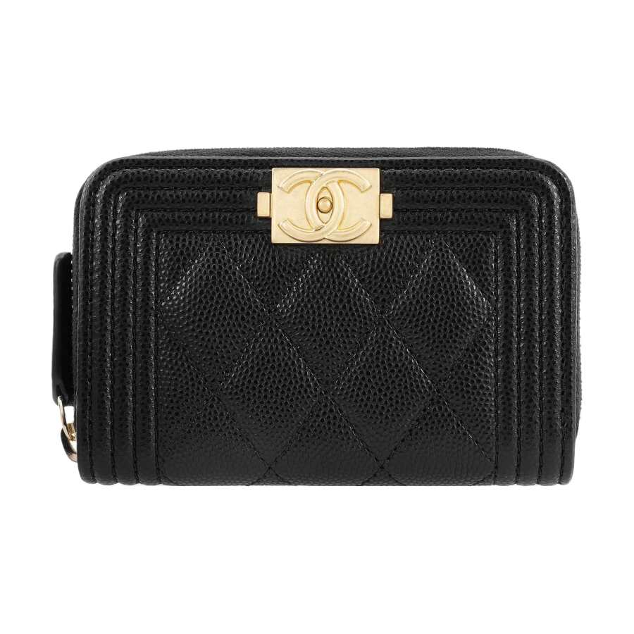 CHANEL Boy Zipped Coin Purse Black/Glod