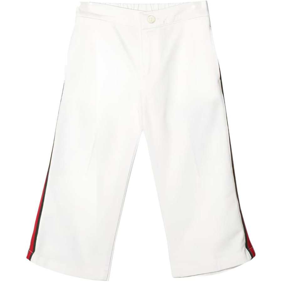 GUCCI Sylvie Web Full Length Pants White Kids'
