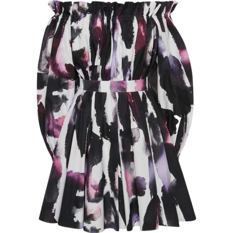 Alexander McQueen Alexander McQueen Logo Pattern Off Shoulder Dress