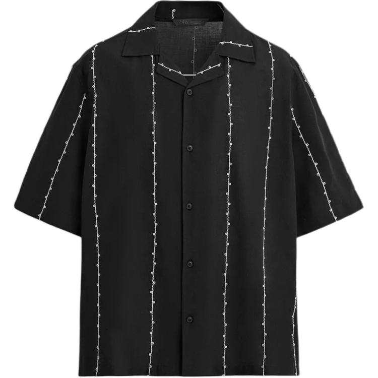 ZARA ZARA Shirts Men's Black Lapel Moderate