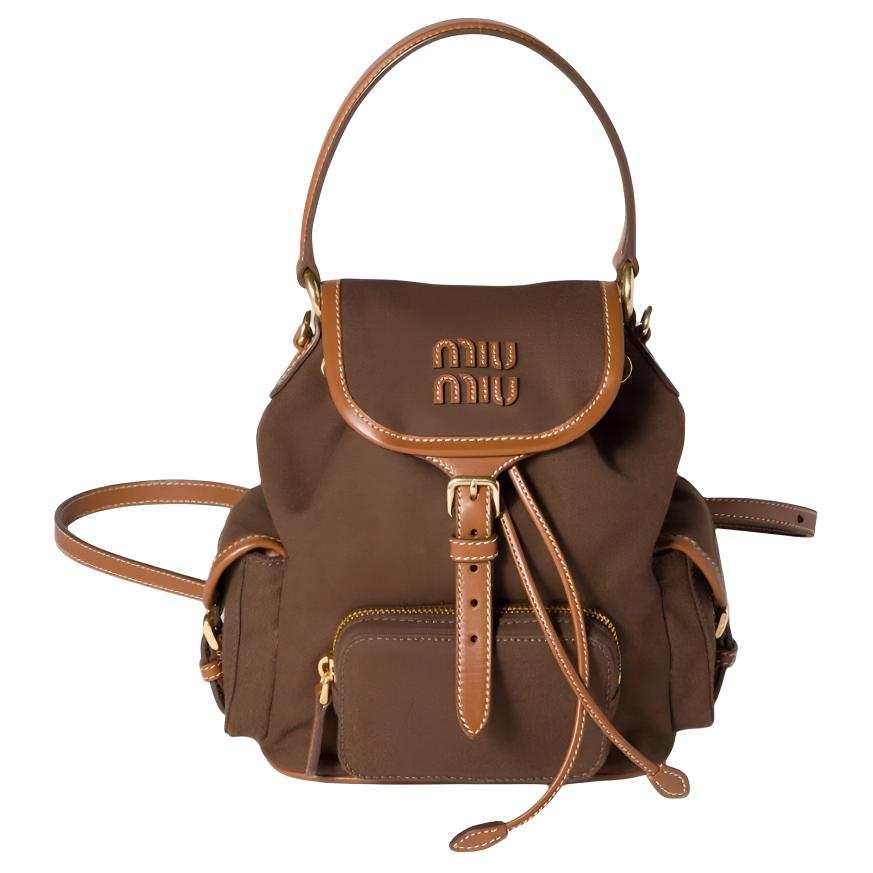 MIU MIU Cotton Backpack Women's Cocoa Brown & Brandy