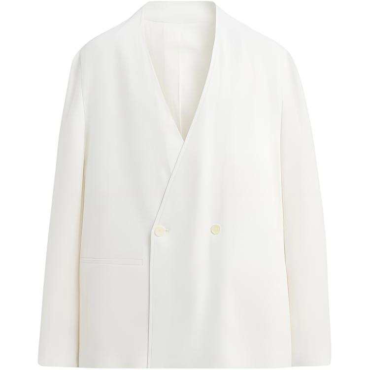 ZARA Business Suits Men's White V Neck Moderate Business Suit