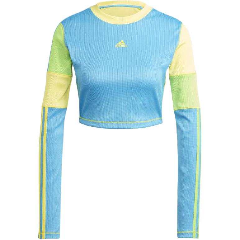 Adidas Adidas Crop Tops Women's Yellow Blue Crew Neck Moderate