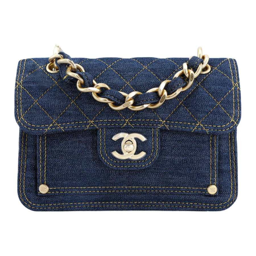 CHANEL CHANEL Small Denim Messenger Blue AS4051