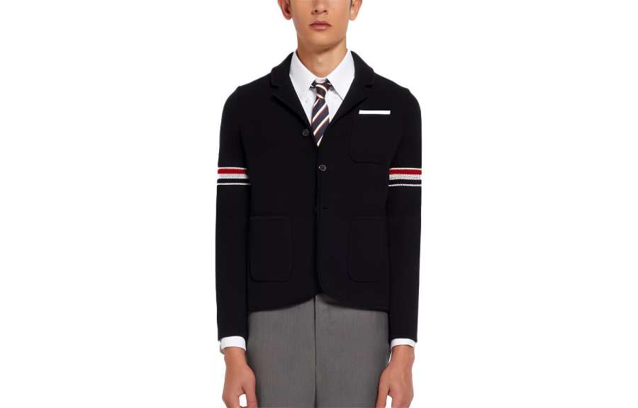 THOM BROWNE THOM BROWNE Jackets Men's Navy Blue Lapel Moderate Other