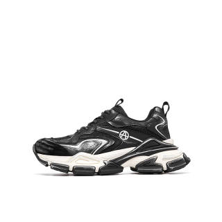 Acupuncture Cushioning Slip Resistant Abrasion Resistant Breathable Low top Chunky Sneakers Men's Black