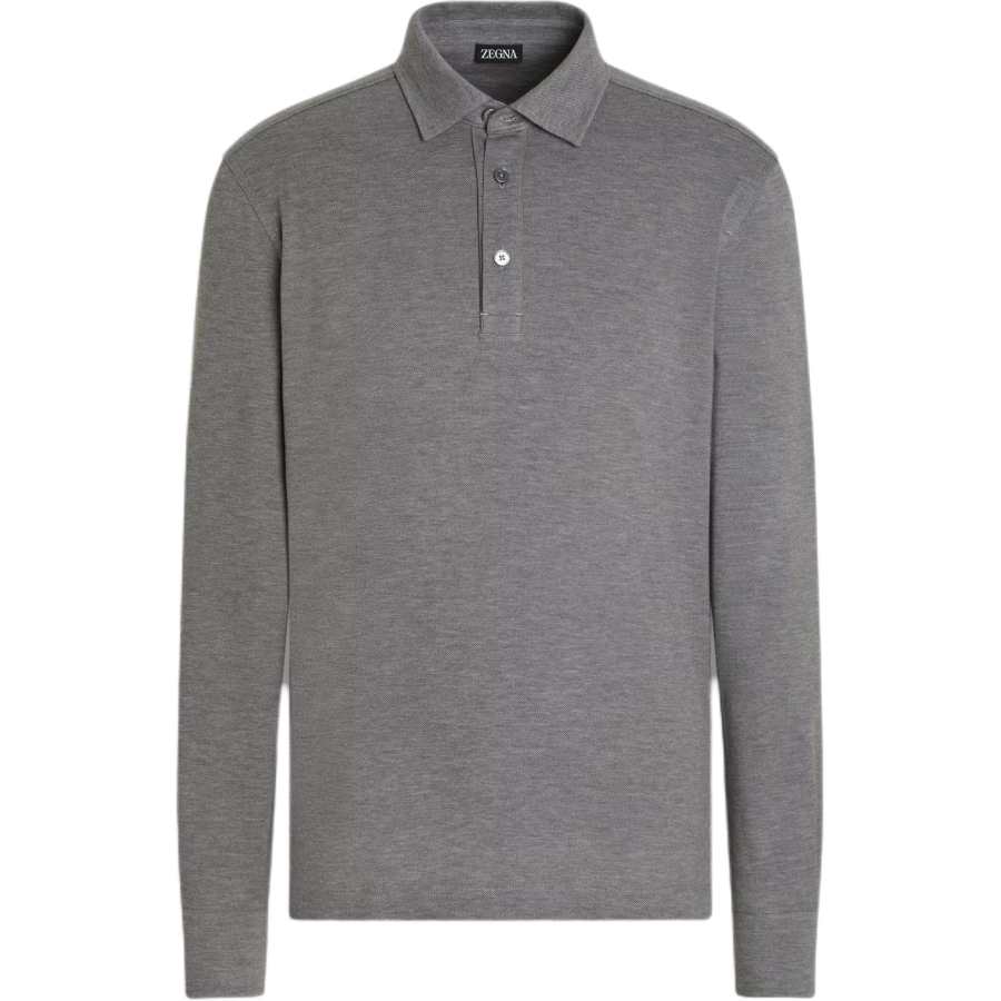 Ermenegildo Zegna Polo Shirts Men's Gray Polo Collar Moderate Straight Fit