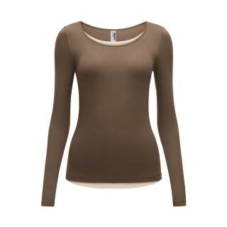 BANANA IN T Shirts Women's Crew Neck Moderate Mock Two Piece