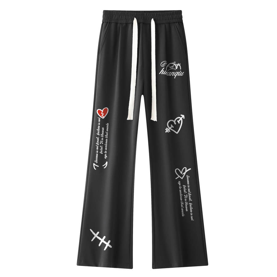 HUANQIU Casual Pants Unisex Moderate Wide Leg Pants