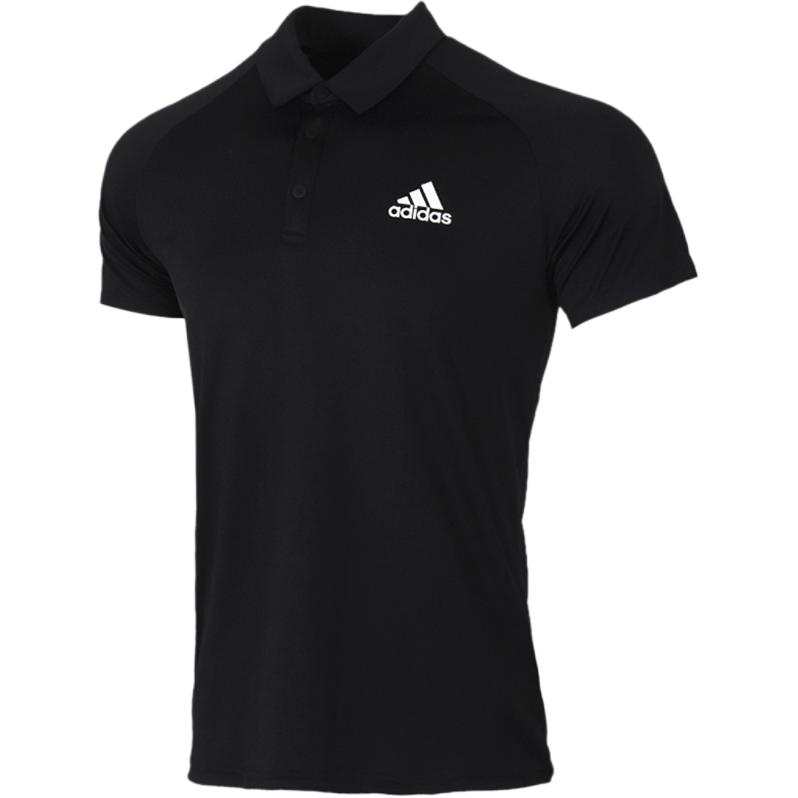 Adidas Adidas Polo Shirts Men's Black Polo Collar Moderate Straight Fit
