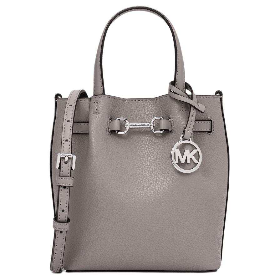 MICHAEL KORS Carson Cow Leather Crossbody Handbag Small Women's Pearl Gray