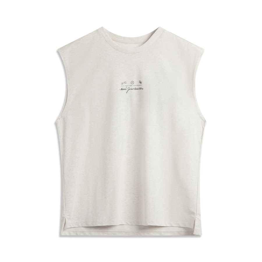 Li-Ning Li Ning Tank Tops Men's Gray Tile Gray Crew Neck Moderate Straight Fit