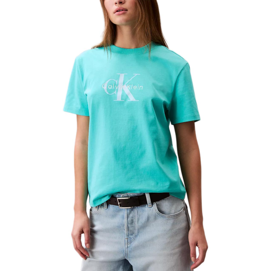 Calvin Klein T Shirts Women's Cyan Crew Neck