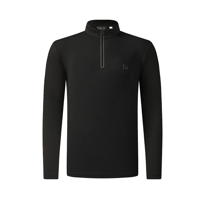 FILA Golf T Shirts Men's Pitch Black Stand Collar Moderate Straight Fit