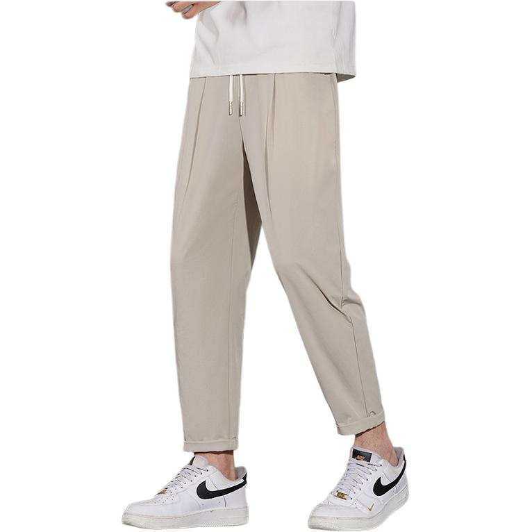 Tonlion Casual Pants Unisex Khaki Thin Straight Fit Pants