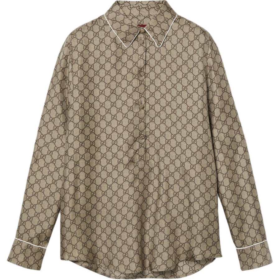 GUCCI Printed Twill Long Sleeve Shirt