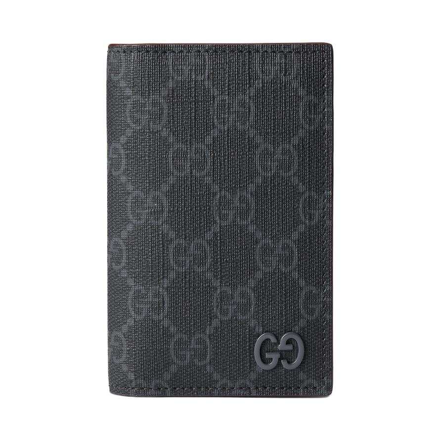 GUCCI Supreme Canvas Card Holder Men's Black & Burgundy